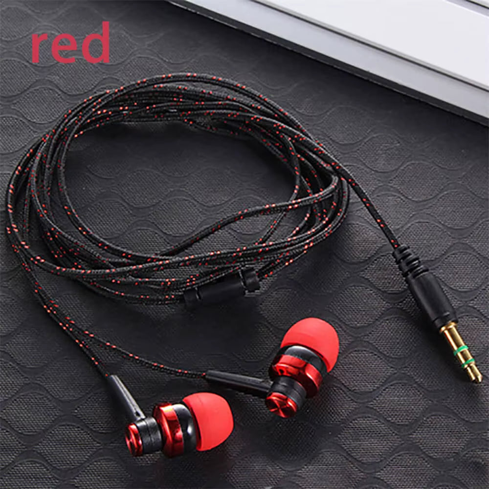 1Pcs Hot High Quality Wired Earphone Stereo In-Ear 3.5Mm Nylon Weave Cable Earphone Headset for Laptop Smartphone Gifts