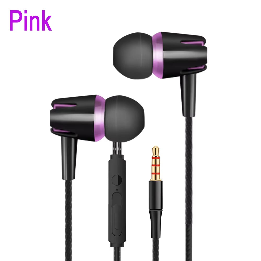 1Pcs Hot High Quality Wired Earphone Stereo In-Ear 3.5Mm Nylon Weave Cable Earphone Headset for Laptop Smartphone Gifts