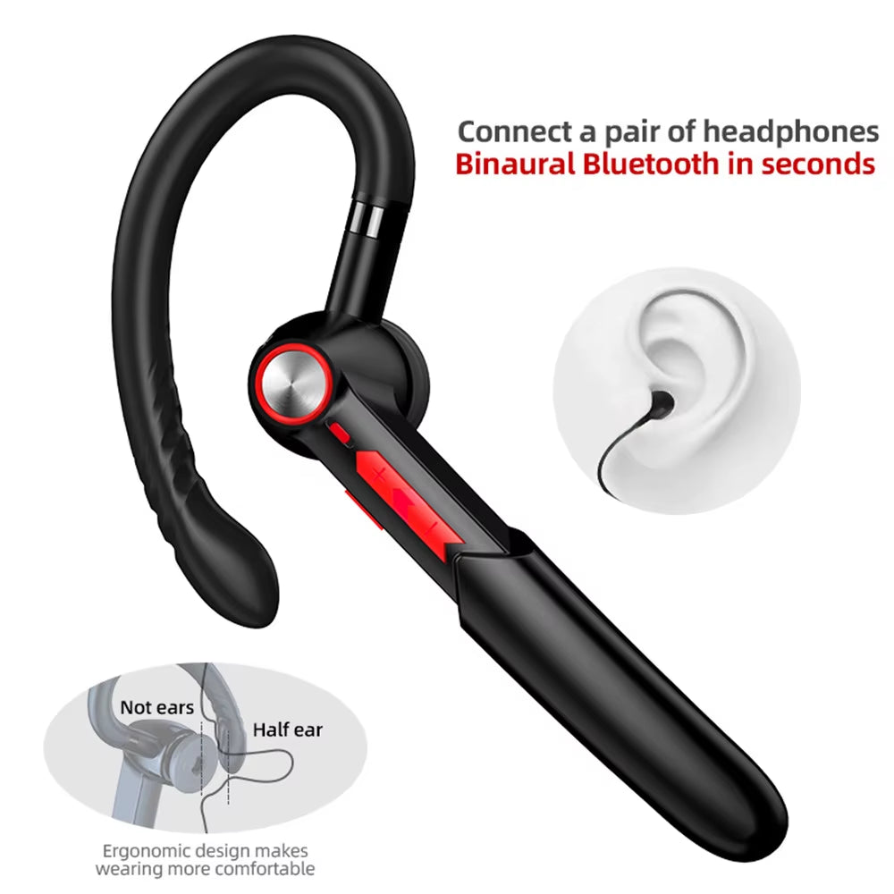 Fingerprint Touch Single Business Headset Bluetooth 5.0 Handsfree HIFI Noise Reduction Earphone Waterproof Earpiece with Mic