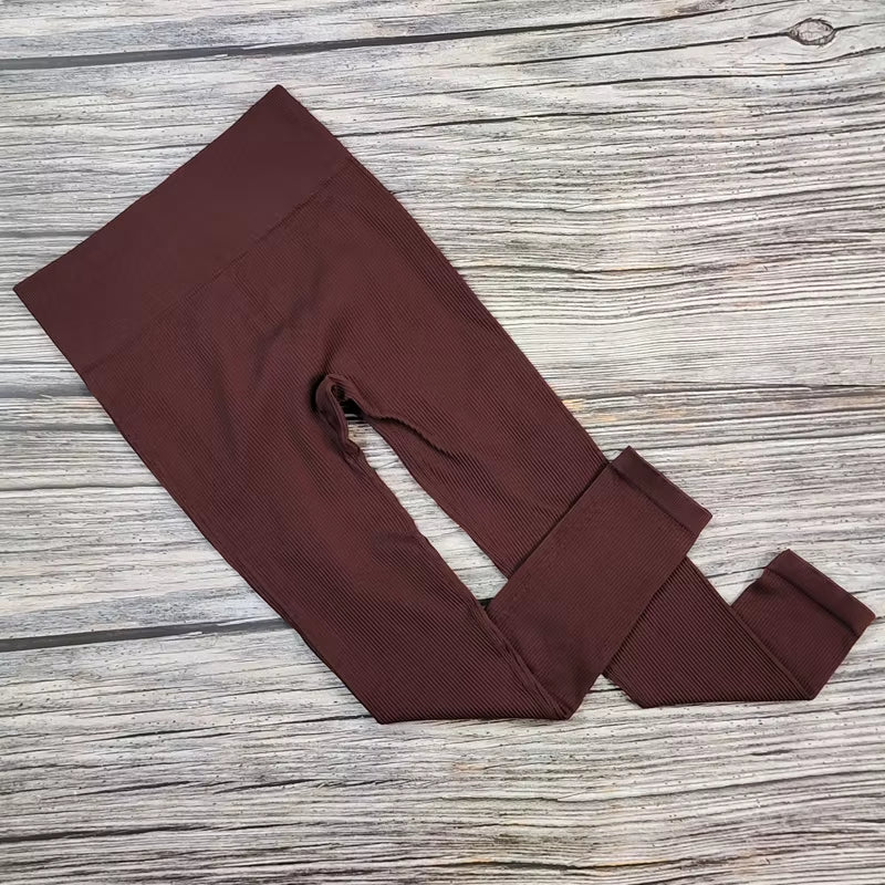 Ribbed Yoga Leggings Women Sports Pants Tights Seamless Sport Femme Gym Leggins Workout Fitness Pants Athletic Wear