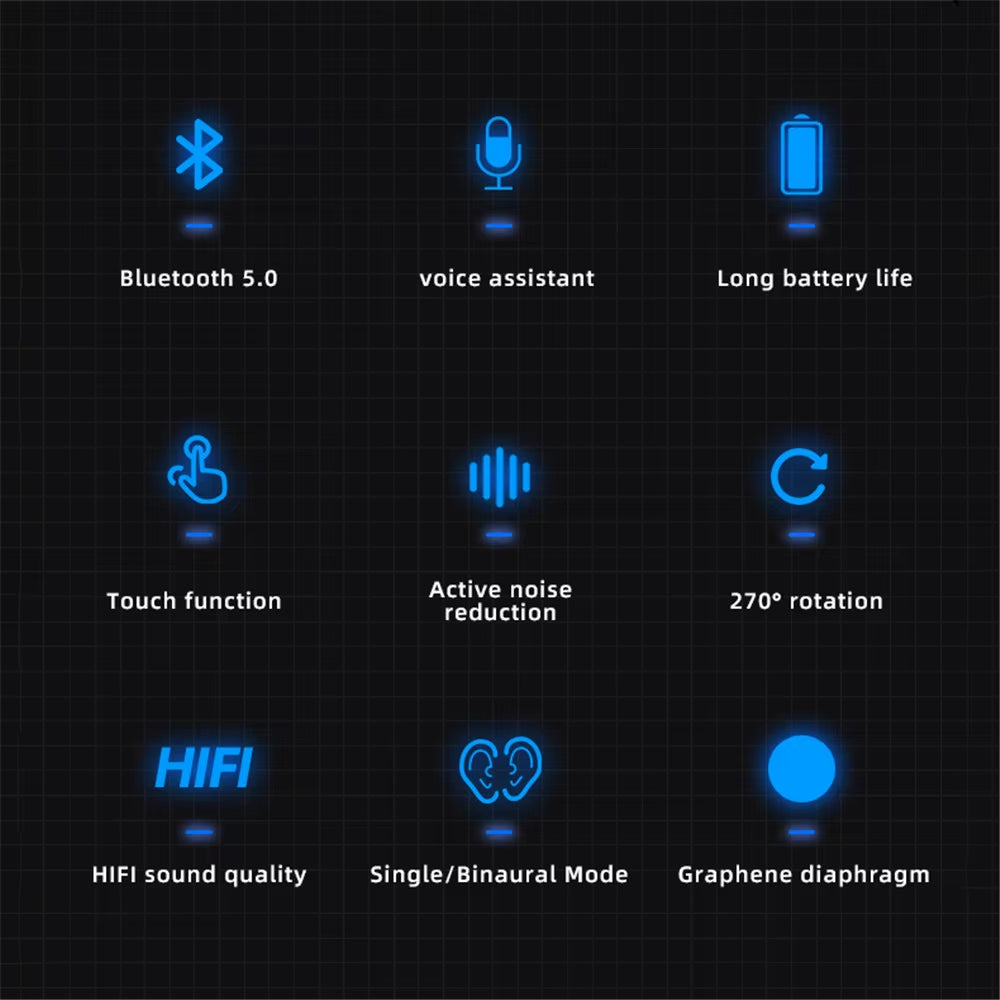 Fingerprint Touch Single Business Headset Bluetooth 5.0 Handsfree HIFI Noise Reduction Earphone Waterproof Earpiece with Mic