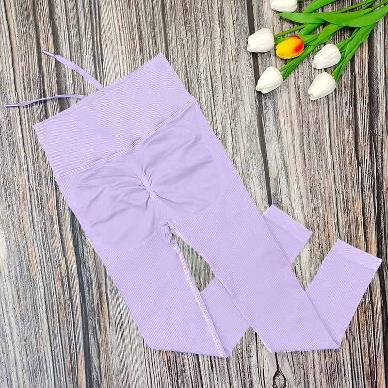 Ribbed Yoga Leggings Women Sports Pants Tights Seamless Sport Femme Gym Leggins Workout Fitness Pants Athletic Wear