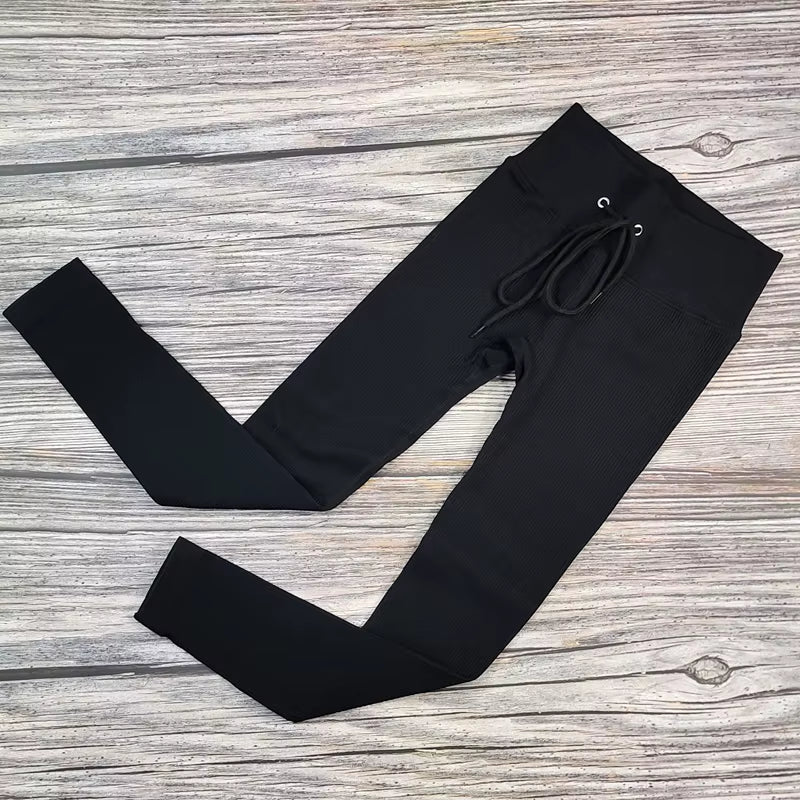 Ribbed Yoga Leggings Women Sports Pants Tights Seamless Sport Femme Gym Leggins Workout Fitness Pants Athletic Wear