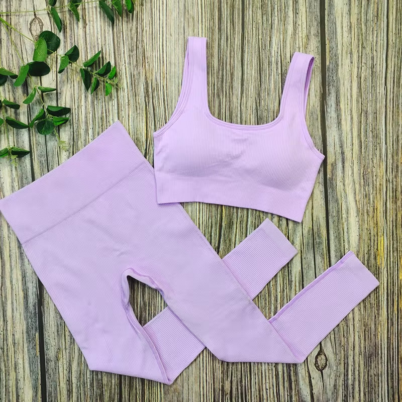Ribbed Yoga Leggings Women Sports Pants Tights Seamless Sport Femme Gym Leggins Workout Fitness Pants Athletic Wear
