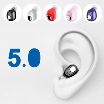 Mini In-Ear 5.0 Bluetooth Earphone Hifi Wireless Headset with Mic Sports Earbuds Handsfree Stereo Sound Earphones for All Phones