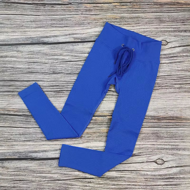 Ribbed Yoga Leggings Women Sports Pants Tights Seamless Sport Femme Gym Leggins Workout Fitness Pants Athletic Wear