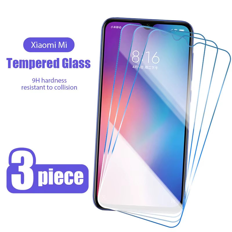 3Pcs Tempered Glass for Xiaomi Mi 11 9 12 Lite 5G NE 10T Pro Screen Protector on Xiaomi Mi 10 13 11I 8 6 9T Pro A3 A2 Lite Glass