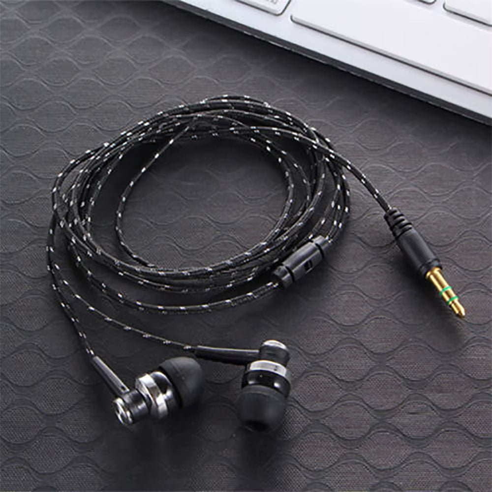 1Pcs Hot High Quality Wired Earphone Stereo In-Ear 3.5Mm Nylon Weave Cable Earphone Headset for Laptop Smartphone Gifts