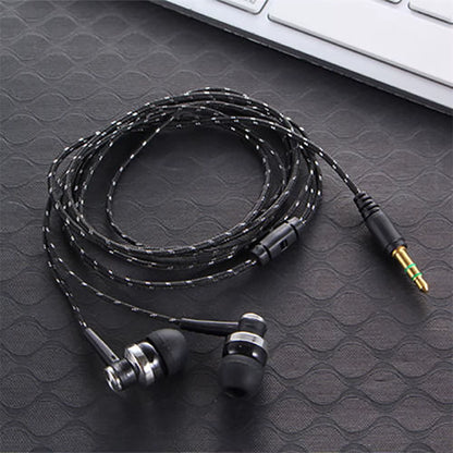 1Pcs Hot High Quality Wired Earphone Stereo In-Ear 3.5Mm Nylon Weave Cable Earphone Headset for Laptop Smartphone Gifts