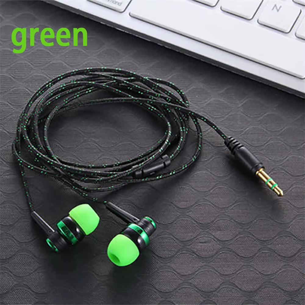 1Pcs Hot High Quality Wired Earphone Stereo In-Ear 3.5Mm Nylon Weave Cable Earphone Headset for Laptop Smartphone Gifts