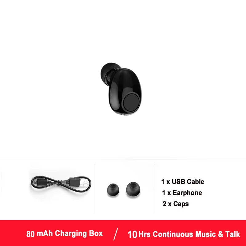 Mini Bluetooth Earphone 10 Hrs Working, Bluetooth Headset Wireless Earbud Earphone Hands-Free for Phones Car TV Pcsport