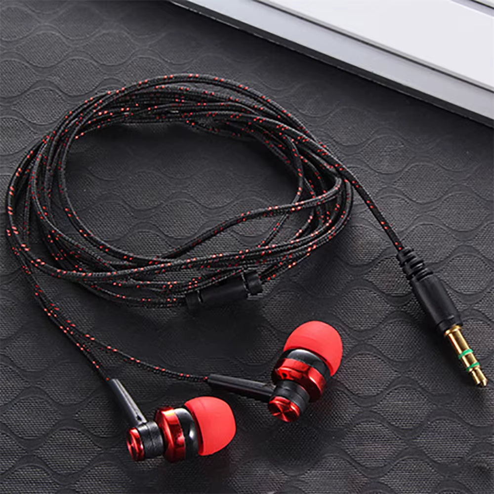 1Pcs Hot High Quality Wired Earphone Stereo In-Ear 3.5Mm Nylon Weave Cable Earphone Headset for Laptop Smartphone Gifts