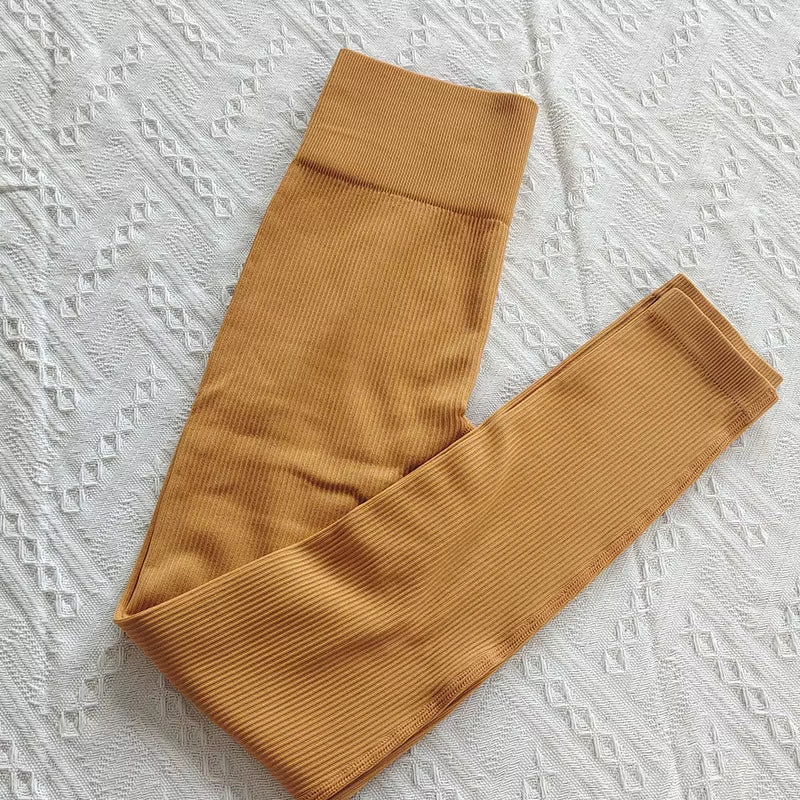 Ribbed Yoga Leggings Women Sports Pants Tights Seamless Sport Femme Gym Leggins Workout Fitness Pants Athletic Wear