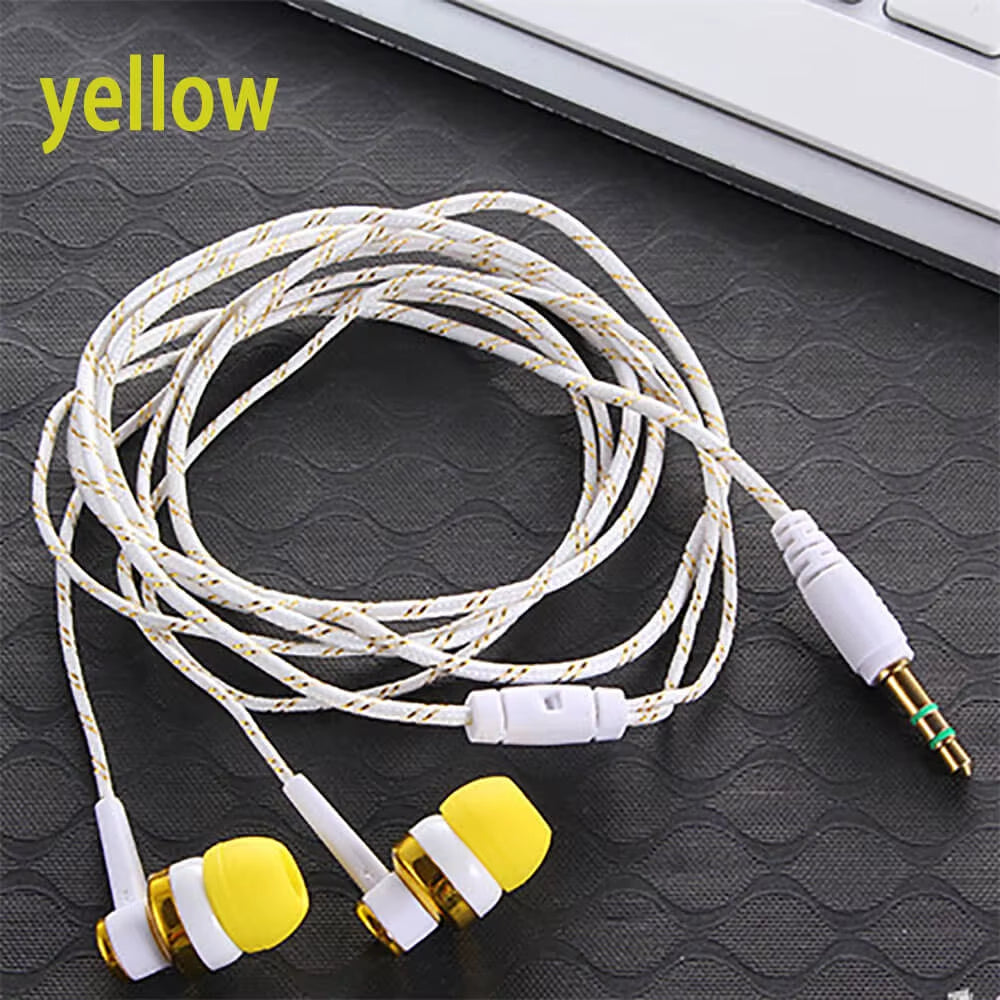 1Pcs Hot High Quality Wired Earphone Stereo In-Ear 3.5Mm Nylon Weave Cable Earphone Headset for Laptop Smartphone Gifts