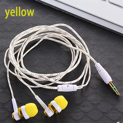 1Pcs Hot High Quality Wired Earphone Stereo In-Ear 3.5Mm Nylon Weave Cable Earphone Headset for Laptop Smartphone Gifts