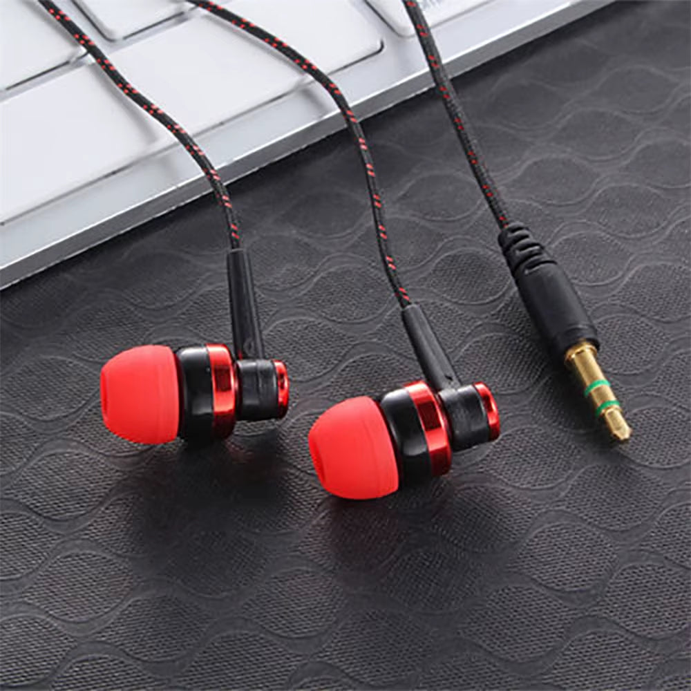 1Pcs Hot High Quality Wired Earphone Stereo In-Ear 3.5Mm Nylon Weave Cable Earphone Headset for Laptop Smartphone Gifts