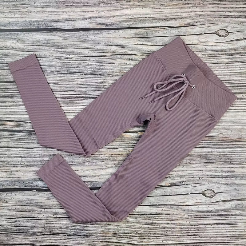 Ribbed Yoga Leggings Women Sports Pants Tights Seamless Sport Femme Gym Leggins Workout Fitness Pants Athletic Wear