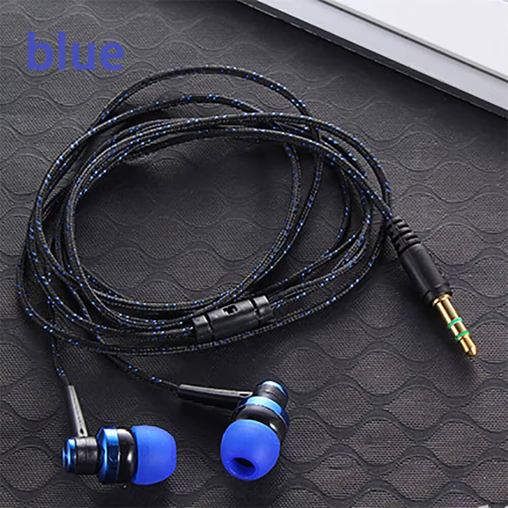 1Pcs Hot High Quality Wired Earphone Stereo In-Ear 3.5Mm Nylon Weave Cable Earphone Headset for Laptop Smartphone Gifts