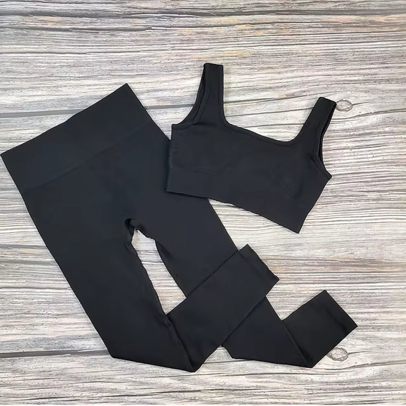 Ribbed Yoga Leggings Women Sports Pants Tights Seamless Sport Femme Gym Leggins Workout Fitness Pants Athletic Wear
